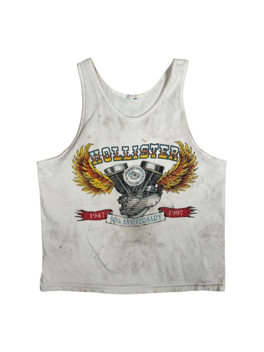 Vintage Hollister Motorcycle Shirt Mens Large  50th Anniversary Tank Top 90s